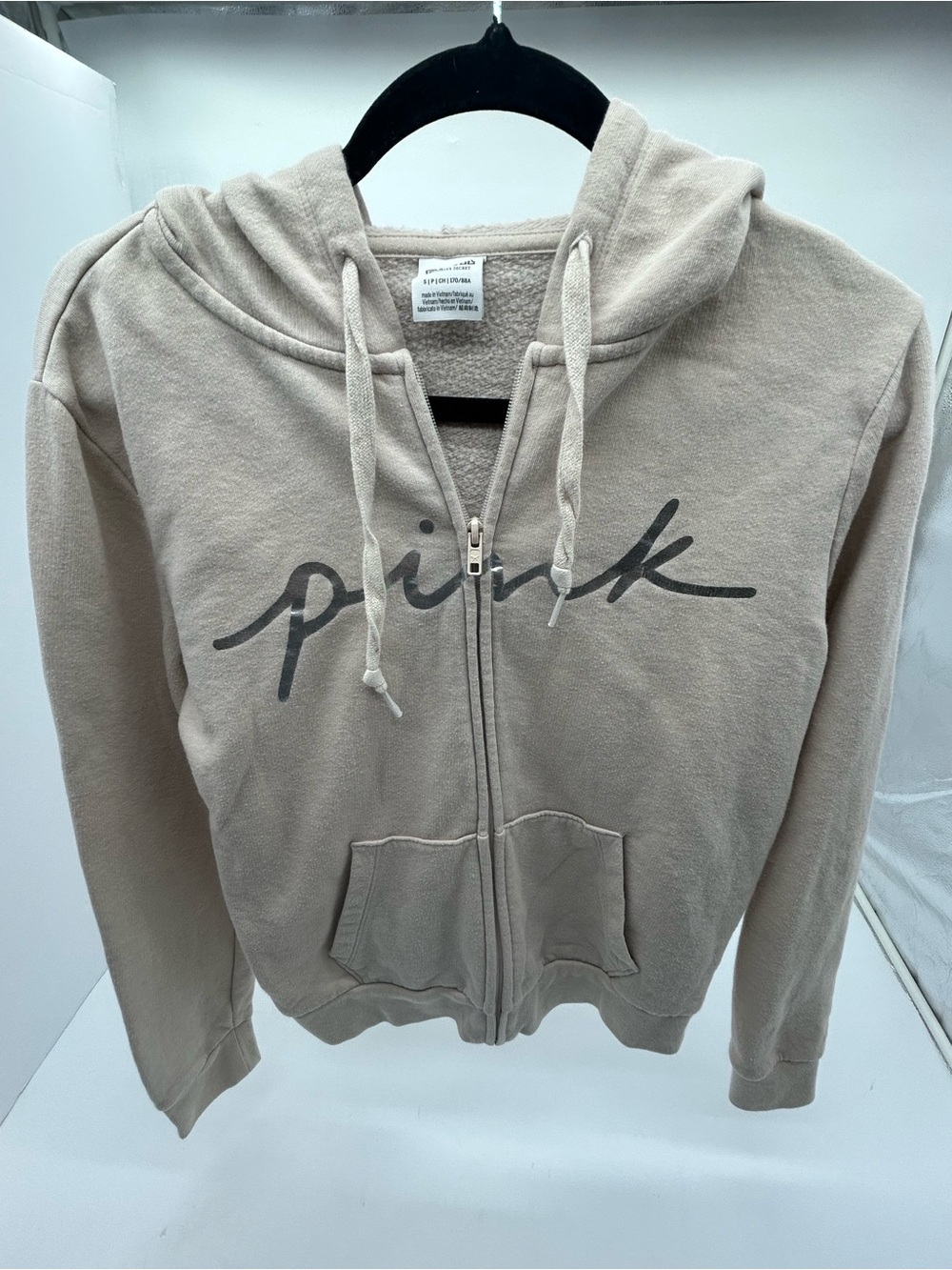 PINK Victoria's Secret Brand ' Beige Zip-Up Hoodie size small